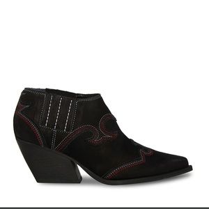 Steve Madden‎ black embroidered leather western bootie NEW size 6
